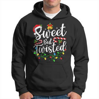 Candy Cane Sweet But Twisted Funny Merry Christmas Men Hoodie Graphic Print Hooded Sweatshirt - Seseable
