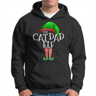 Cat Dad Elf Group Matching Family Christmas Gift Daddy Men Men Hoodie Graphic Print Hooded Sweatshirt - Seseable