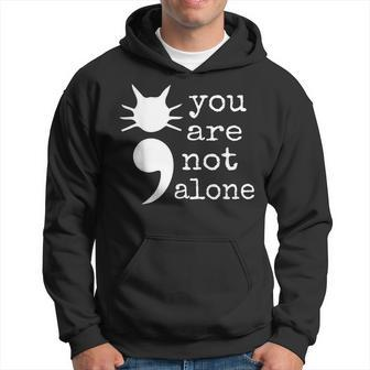 Cat Shape Semicolon Gift Suicide Prevention Awareness Hoodie | Mazezy