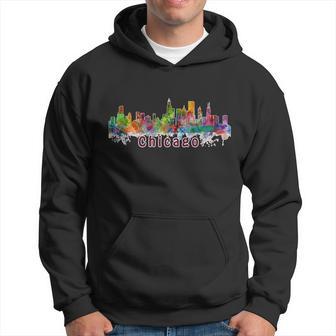 Chicago Skyline Paint Splatter Hoodie - Thegiftio UK