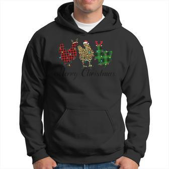 Chicken Christmas Lights Xmas Funny Chicken Lover Leopard Men Hoodie Graphic Print Hooded Sweatshirt - Thegiftio UK