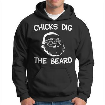 Chicks Dig The Beard Santas Big Beard Christmas Men Hoodie Graphic Print Hooded Sweatshirt - Seseable