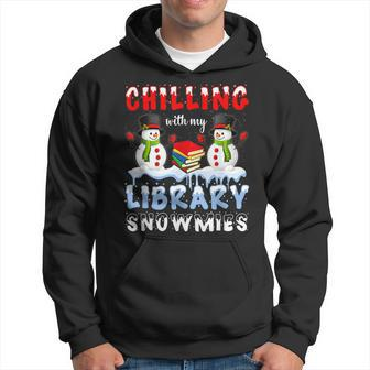 Chillin With My Library Snowmies Christmas Librarian Xmas Men Hoodie Graphic Print Hooded Sweatshirt - Thegiftio UK
