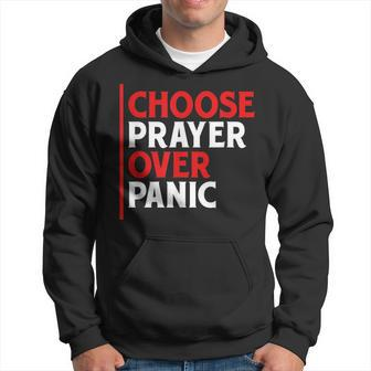 Choose Prayer Over Panic Christian Inspirational Pray Quote Men Hoodie Graphic Print Hooded Sweatshirt - Seseable