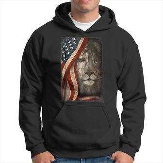Christian Lion And Jesus Usa American Flag Patriotic Patriot Hoodie - Seseable