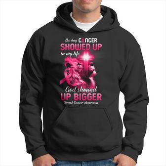 Christian Lion Cross Pink Ribbon Breast Cancer Awareness Hoodie - Seseable