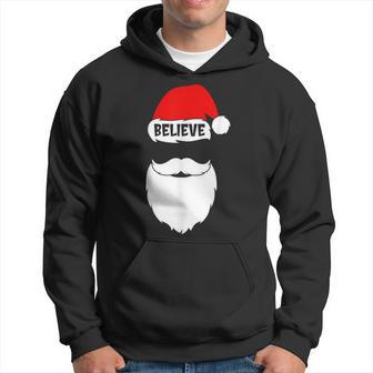 Christmas Believe In Santa Claus Believe Quote On Santa Hat Men Hoodie Graphic Print Hooded Sweatshirt - Seseable