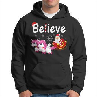 Christmas Believe Santa Unicorn Magical Xmas Santa Claus Men Hoodie Graphic Print Hooded Sweatshirt - Seseable