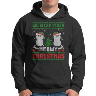 Christmas Cat Meowy Christmas Cat Christmas Sweater V2 Men Hoodie Graphic Print Hooded Sweatshirt - Seseable