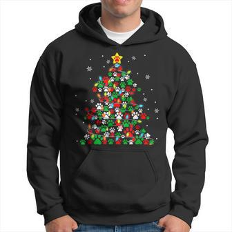 Christmas Cute Cat Paws Xmas Tree Funny Cat Meowy Owner Men Hoodie Graphic Print Hooded Sweatshirt - Seseable