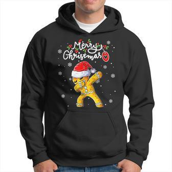 Christmas Dabbing Gingerbread Santa Hat Xmas Cookie Bakers Men Hoodie Graphic Print Hooded Sweatshirt - Seseable