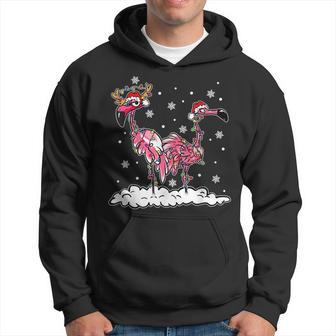 Christmas Flamingo Lover Santa Hat Xmas Lights Xmas Gifts Men Hoodie Graphic Print Hooded Sweatshirt - Thegiftio UK