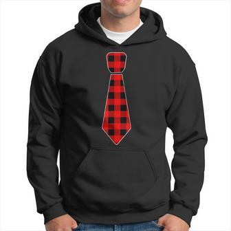 Christmas Gifts For Men Dad Family Buffalo Plaid Check Tie Hoodie