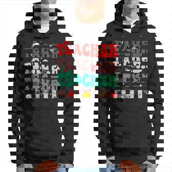 Christmas Groovy Santas Favorite Teacher Retro Xmas Holiday Men Hoodie - Thegiftio