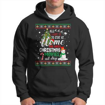 Christmas I Want Is Stay At Home & Watch Movies Gift Ugly V2 Men Hoodie Graphic Print Hooded Sweatshirt - Thegiftio UK