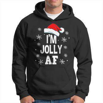Christmas Im Jolly Af Adult Christmas Naughty Pajama Men Hoodie Graphic Print Hooded Sweatshirt - Seseable