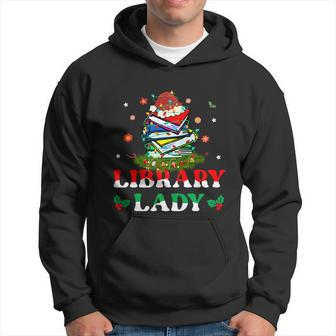 Christmas Library Lady Librarian Xmas Lights Books Gift Hoodie - Monsterry UK