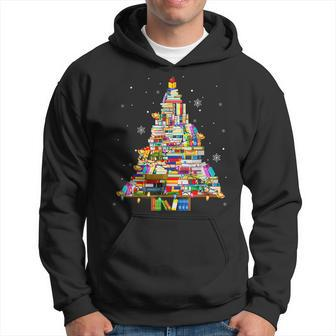 Christmas Library Tree Lights For Librarian And Book Lover V4 Men Hoodie Graphic Print Hooded Sweatshirt - Thegiftio UK