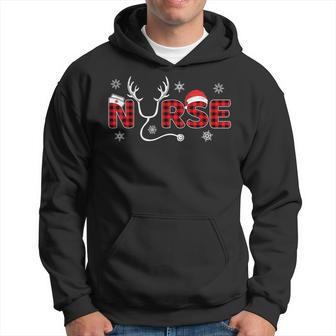 Christmas Nurse Buffalo Plaid Christmas Nursing Healthcare Men Hoodie Graphic Print Hooded Sweatshirt - Seseable