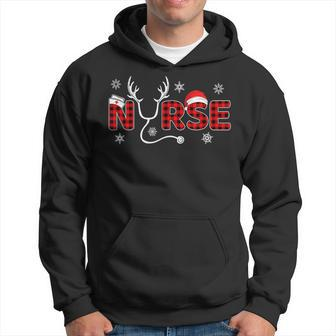 Christmas Nurse Buffalo Plaid Christmas Nursing Healthcare V2 Men Hoodie Graphic Print Hooded Sweatshirt - Seseable