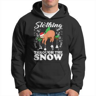 Christmas Slothing Through The Snow Funny Sloth Xmas Holiday Men Hoodie Graphic Print Hooded Sweatshirt - Seseable