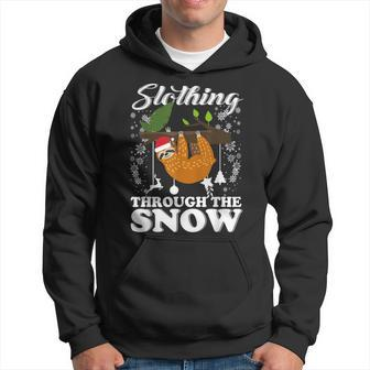 Christmas Slothing Through The Snow Funny Sloth Xmas Holiday V2 Men Hoodie Graphic Print Hooded Sweatshirt - Seseable
