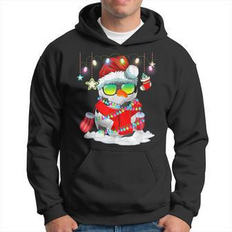 Christmas Soccer Ball Snowman Santa Hat Lights Funny Xmas Men Hoodie Graphic Print Hooded Sweatshirt - Seseable
