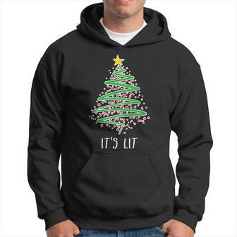 Christmas Tree Its Lit | Hilarious Xmas Men Hoodie Graphic Print Hooded Sweatshirt - Seseable