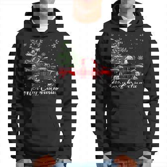 Christmas Tree Red Truck Pajama Vintage Buffalo Plaid Truck V2 Men Hoodie Graphic Print Hooded Sweatshirt | Seseable CA
