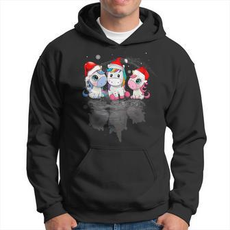 Christmas Unicorn Shadow Santa Hat Funny Xmas Gifts Ns Men Hoodie Graphic Print Hooded Sweatshirt - Seseable
