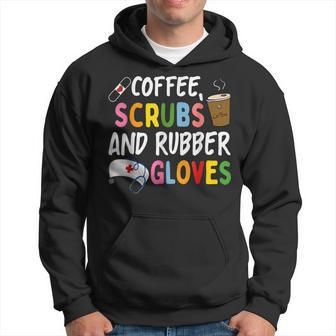 Coffee Scrubs Rubber Gloves Valentines Day Nurse Nursing Men Hoodie Graphic Print Hooded Sweatshirt - Seseable