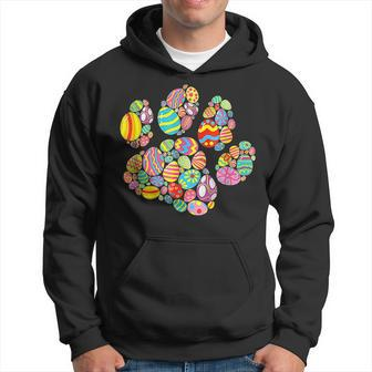 Colorful Egg Paw Print Funny Dog Cat Lovers Easter Day Gifts Hoodie - Seseable