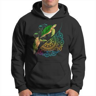 Colorful Tribal Sea Turtles Ocean Animal Maori Turtle Men Hoodie Graphic Print Hooded Sweatshirt - Seseable