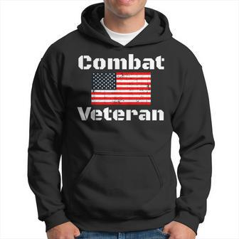 Combat Veteran American Flag Veterans Day Men Hoodie Graphic Print Hooded Sweatshirt - Seseable