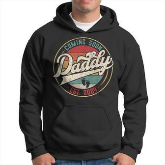 Coming Soon Daddy Est 2024 Promoted To Dad Daddy Fathers Day Hoodie - Thegiftio UK