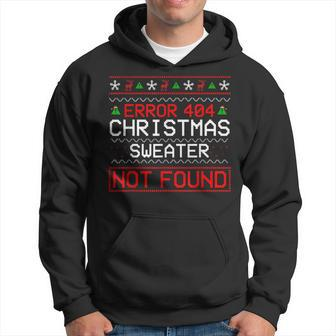 Computer Error 404 Ugly Christmas Sweater Not Found Pajama V3 Men Hoodie Graphic Print Hooded Sweatshirt - Seseable