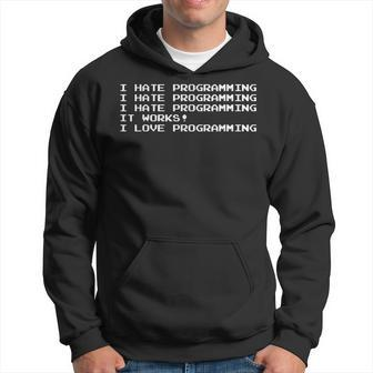 Computer Programmer Gift Geek Gift I Hate I Love Programming Men Hoodie Graphic Print Hooded Sweatshirt - Seseable