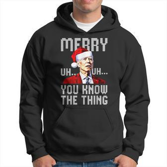 Confused Joe Biden Merry Uh Uh Christmas You Know The Thing Hoodie - Seseable