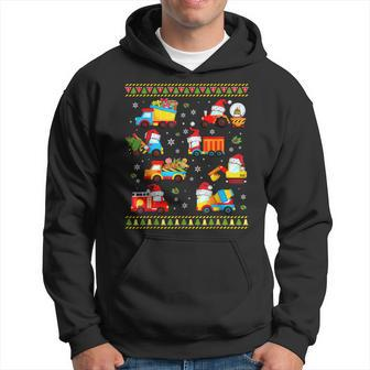 Construction Excavator Truck Santa Ugly Sweater Christmas V2 Men Hoodie Graphic Print Hooded Sweatshirt - Thegiftio UK