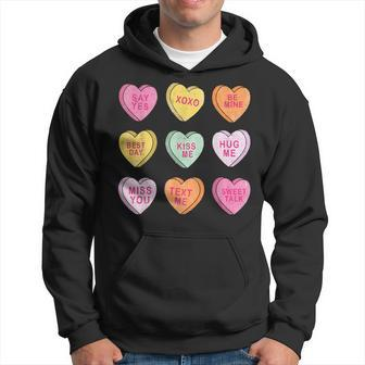 Conversation Hearts Cute Pink Heart Happy Valentines Day Hoodie - Seseable