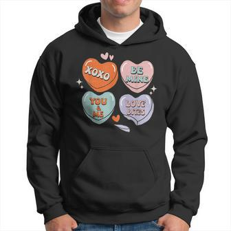 Conversation Hearts Groovy Valentines Day Couple Matching Hoodie - Seseable