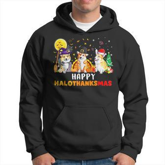 Corgi Dog Halloween Merry Christmas Happy Hallothanksmas Men Hoodie - Thegiftio UK