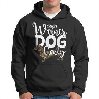 Crazy Weiner Dog Lady - Funny Wiener Dog T Men Hoodie Graphic Print Hooded Sweatshirt - Seseable