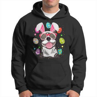 Cute Bunny Boston Terrier Dog Face Easter Eggs Easter Day Hoodie | Mazezy