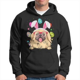 Cute Bunny Pekingese Dog Face Easter Eggs Easter Day Hoodie | Mazezy