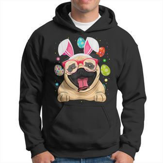 Cute Bunny Pug Dog Face Easter Eggs Easter Day Hoodie | Mazezy