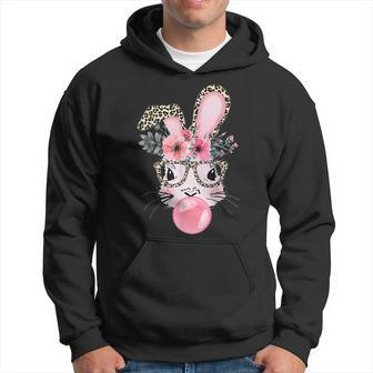 Cute Bunny With Leopard Glasses Happy Easter Day Hoodie - Seseable
