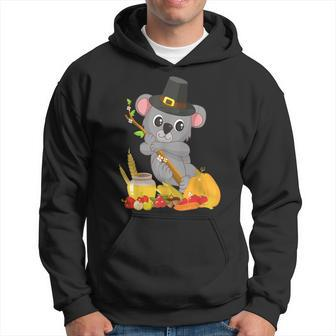Cute Koala Bear Pilgrim - Happy Thanksgiving Holiday Autumn Men Hoodie Graphic Print Hooded Sweatshirt - Seseable