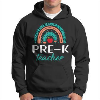 Cute Pre-K Teacher With Rainbow Men Women Teacher Men Hoodie Graphic Print Hooded Sweatshirt - Seseable