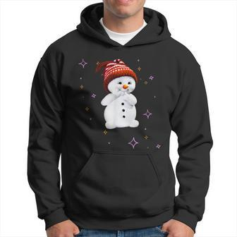 Cute Snowman With Snowflakes Gift For Christmas Men Hoodie Graphic Print Hooded Sweatshirt - Seseable